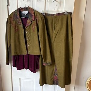 Vintage Starfire Paisley Skirt Suit Set Size 12 Made in the USA